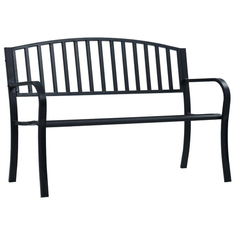 vidaXL Patio Bench - Industrial Style Black Powder-Coated Steel - Comfortably Designed with 10.8" Seat Depth & 16.1" Height from Ground, 47.2"x20.1"x31.9"