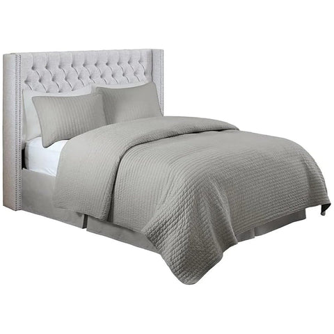 Oakestry Amelia Upholstered Headboard Nailhead Soft Velvet Fabric Easy Assembly, King, Grey