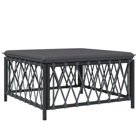 vidaXL Patio Footstool with Cushion - Anthracite Woven Fabric & Durable Powder-Coated Steel Frame, Modular Contemporary Design, for Outdoor & Garden Lounge Set, 364144