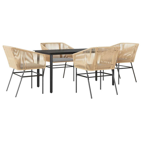 vidaXL Garden Dining Set 5 Pieces Brown Synthetic Rattan Cushions Outdoor Dining Set Garden Dining Furniture Garden Dining Table and Chairs