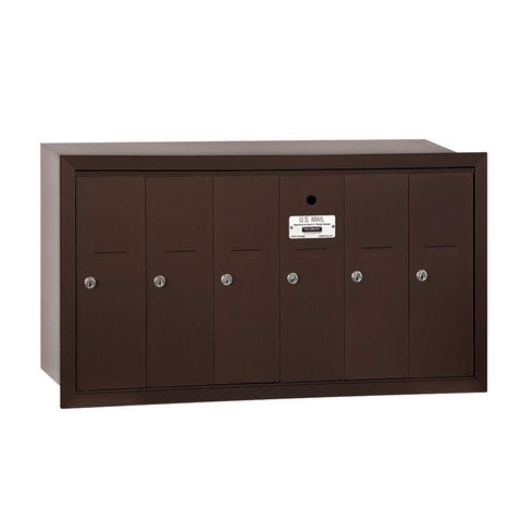 Vertical Mailbox - 6 Doors - Bronze - Recessed Mounted - USPS Access