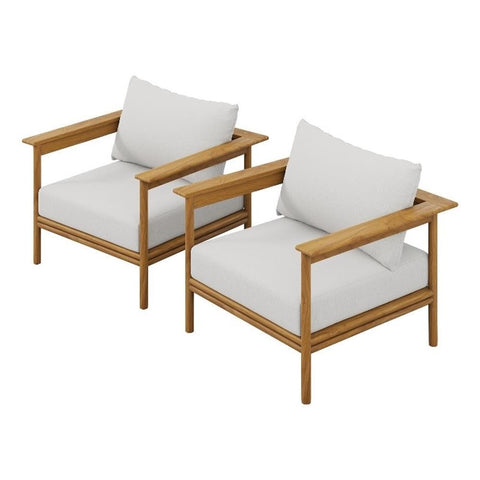 Modway Wren Teak Wood Outdoor Patio Armchair Set of 2 in Natural Sail