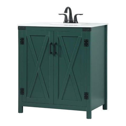 Elegant Decor Grant 30" Aluminum MDF Single Bathroom Vanity in Green