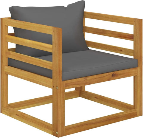 vidaXL Sectional Corner Sofa Set - Solid Acacia Wood with Dark Gray Cushions, Modular Outdoor Lounge, Weather Resistant, 27.6" x 27.6" x 23.6"