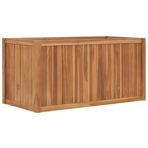 vidaXL Solid Teak Wood Raised Bed Planter - Weather Resistant Outdoor Garden Container with Unique Wood Grains, Easy to Assemble - Dimensions 39.4" x 19.7" x 19.7" - Brown