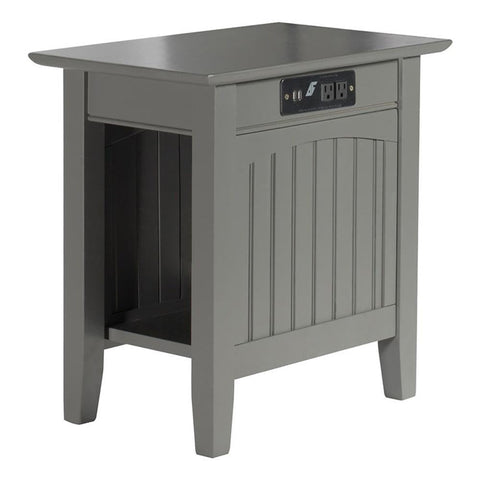 AFI Nantucket Chair Side Table with Built-in Charger in Grey