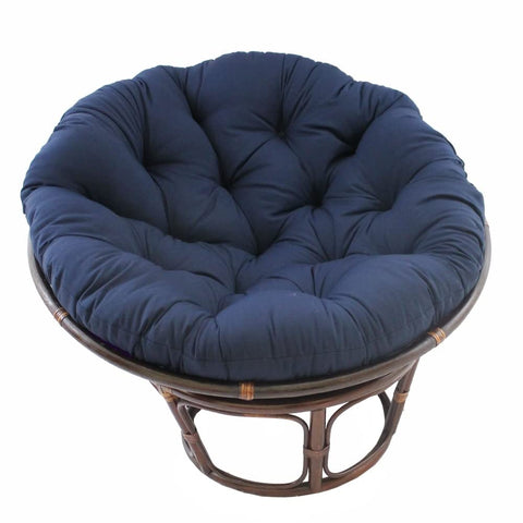 International Caravan Furniture Piece 42-Inch Rattan Papasan Chair with Solid Twill Cushion