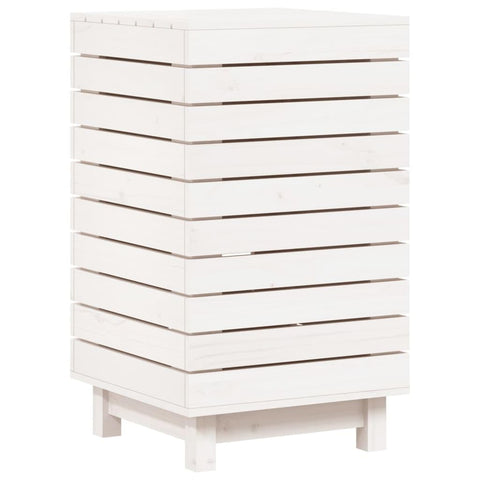 vidaXL Laundry Basket, Laundry Hamper with Lid, Wooden Clothes Hamper for Laundry Room Bathroom Bedroom, Washing Bin, White Solid Wood Pine
