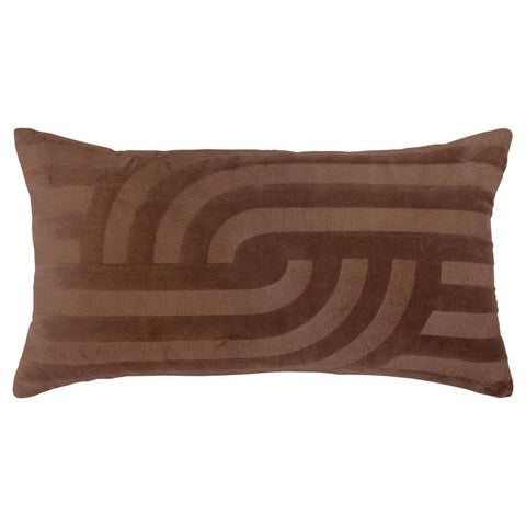 Rizzy Home DSFabricsCES Polyester Throw Pillow, Lumbar, Cotton Velvet, Brown, Decorative Use