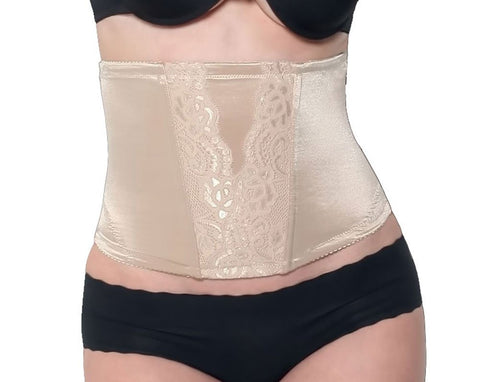 Fullness Elegant Waist Cincher Girdle Body Shaper with Tapered Back - XL - Beige