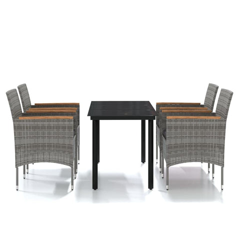 vidaXL Patio Dining Set 5 Piece with Cushions Garden Outdoor Lawn Yard Terrace Balcony Table and Chair Seat Seating Furniture Gray and Black
