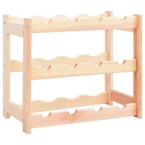 vidaXL Pinewood Wine Rack - Compact Storage for 12 Bottles, Elegant Natural Wood Design, Easy-to-Assemble - Perfect for Kitchen/Dining Room