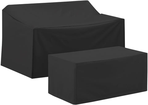 2Pc Outdoor Furniture Cover Set Black - Loveseat & Coffee Table