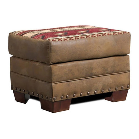 American Furniture Classics 26.5" Microfiber Sierra Lodge Ottoman in Brown