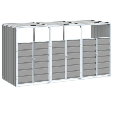 vidaXL Wheelie Bin Storage Triple Bin Hideaway Gray Steel for Garden