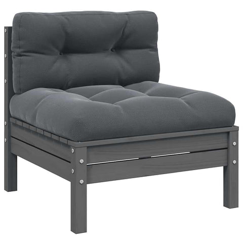 vidaXL Patio Middle Sofa - Comfortable Garden Lounge Furniture with Anthracite Cushions - Durable & Sturdy Solid Pinewood Construction - Gray