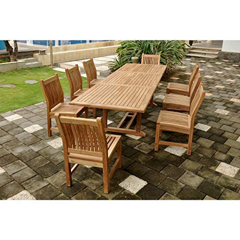 Anderson Teak Bahama Sahara 9-Piece Rectangular Dining Set - Outdoor Patio Furniture 10'