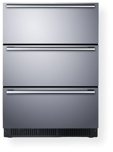 Summit 24" Built-In 3-Drawer Refrigerator, 4.9 cu.ft, Outdoor, Stainless Steel- SP6DS3D