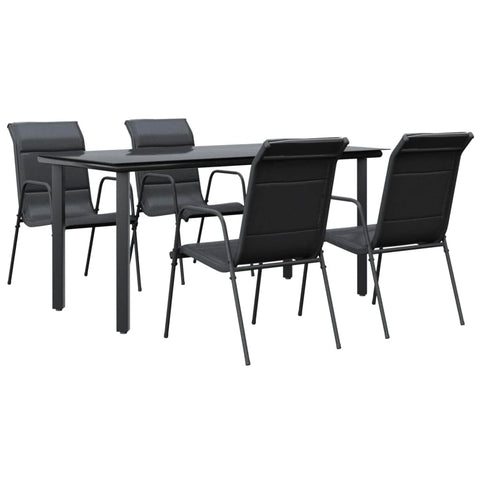 vidaXL Patio Dining Set 5 Piece, Outdoor Patio Dining Set, Dining Table and Chair Set for Lawn Garden Yard, Black Steel and Textilene