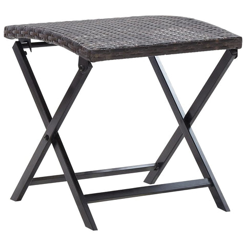 vidaXL Folding Stool - Hard-Wearing, Easy-to-Clean, Poly Rattan & Powder-Coated Steel Design, Brown, Lightweight, Foldable, Suitable for Home & Patio