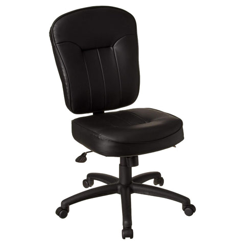 Oakestry Leather Adjustable Task Chair Without Arms Black Ergonomic Swivel Office Seat Pneumatic Height Control Lumbar Support Compact Rolling Desk Chair for Home Office Computer Study or Reception
