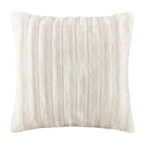 Oakestry Duke Luxury Faux Fur Square Shaped Throw Pillow Soft and Cozy Zipper Closure Perfect for Living Room Bedroom or Guest Room, 20 in X 20 in, Champagne