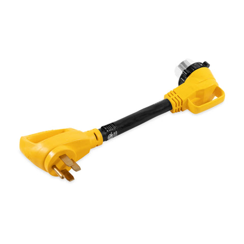 Camco - 21052 Heavy Duty Locking Female PowerGrip Adapter with Innovative 90 Degree Bend Design - 50 AMP Standard Male / 50 AMP 18" (55562)