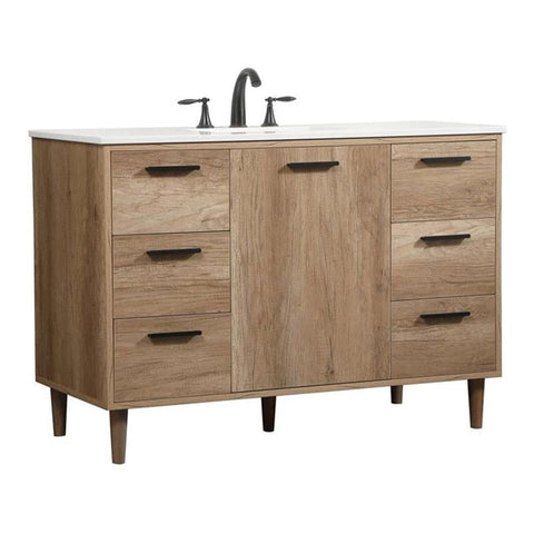 Elegant Decor Baldwin 48" Wood Single Bathroom Vanity in Natural Oak