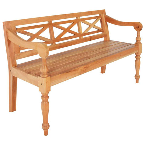 vidaXL Batavia Indoor Bench in Light Brown, Solid Mahogany Wood - Elegant Design with Curved Armrests, 48.4 inch Length, 3-Person Capacity