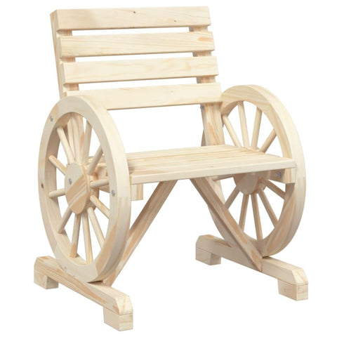 vidaXL Solid Wood Fir Patio Chair - 22.8"x22.8"x30.9" Outdoor Seating with Wagon Wheel Armrests for Garden, Deck, and Patio Comfort