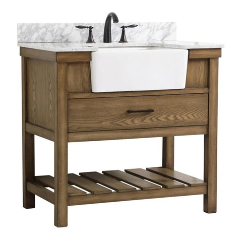 Elegant Decor Clement 36" Single Bathroom Vanity with Backsplash in Driftwood