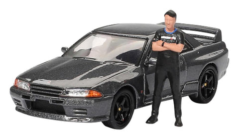 MINI GT Skyline GT-R (R32) RHD (Right Hand Drive) Gunmetal Gray Metallic with Tsugio Figure Limited Edition 1/64 Diecast Model Car MGT00869