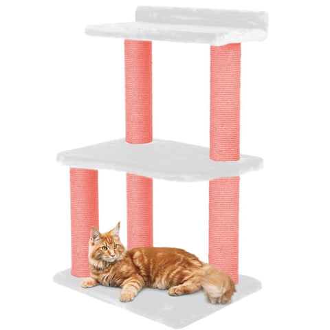 Noba 34 Inch Classic Comfort for Indoor Modern Premium Cats and Kittens Scratching Tower Larger Base for Better Stability, (White/Pink)