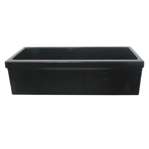 Whitehaus WHQ536-BLACK Kitchen Sink, 36" Quatro Alcove Fireclay Reversible w/Decorative 2 1/2" Lip On One Side & 2" Lip On Other, Single Bowl - Black
