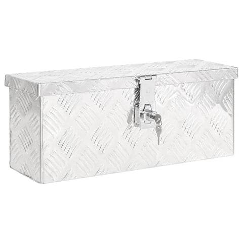 vidaXL Corrugated Aluminum Storage Box with Locking System - Compact, Lightweight, Rust-Resistant - Ideal for Tools, Accessories, Gear Storage - Silver Color - Dimensions: 19.7"x5.9"x8.1"