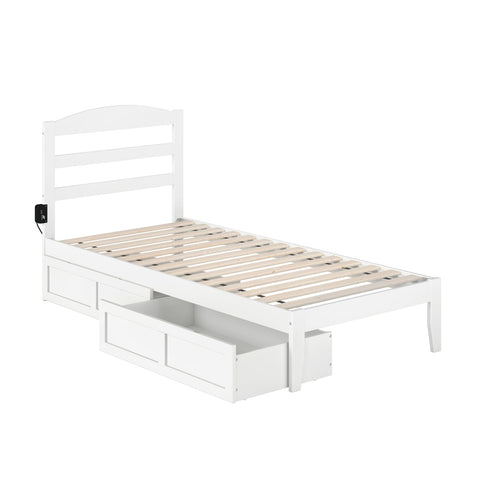 Warren Platform Bed TXL with Drawers WH