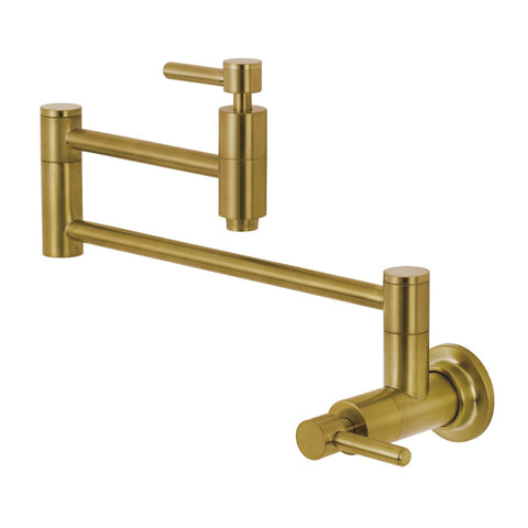 Kingston Brass KS8107DL Wall Mount Pot Filler Kitchen Faucet, Brushed Brass, 20 x 2.63 x 8.31