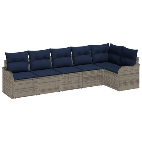 vidaXL Garden Sofa Set 6 pcs Grey Poly Rattan, Garden & Patio, Tough Modular Style, UV-Proof Materials, Lightweight Sofa Set, Flexible Seating Options