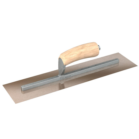 Bon Golden Stainless Steel Finishing Trowel - 15" x 5" | Professional Square-End Concrete Trowel with Camel Back Wood Handle | Precision Tool for Smooth and Even Finishing