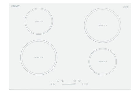 Summit SINC4B302W 30-inch 4 burner Digital Electric Induction Cooktop, White Ceramic Glass, 208V-240V, 7200W, Child lock, Energy Efficient, Timer, Easy to Clean