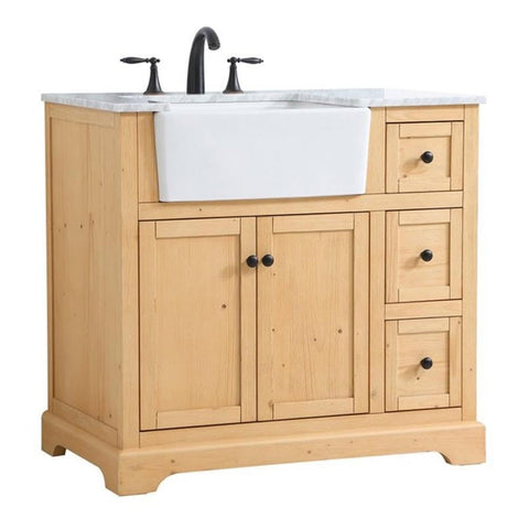Elegant Decor Franklin 36" Aluminum MDF Single Bathroom Vanity in Natural Wood