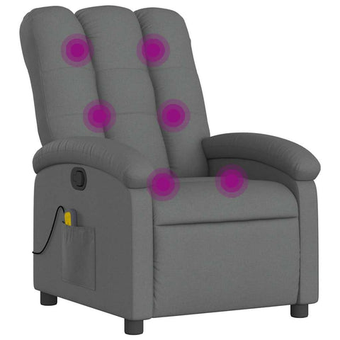 vidaXL Massage Recliner Chair, Adjustable Reclining Armchair for Elderly, Wingback Recliner for Home Theater Cinema, Modern Style, Dark Gray Fabric