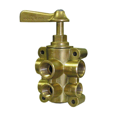 Groco 6-Port NPT Bronze Fuel Valve 1/2 Main - 3/8 Return