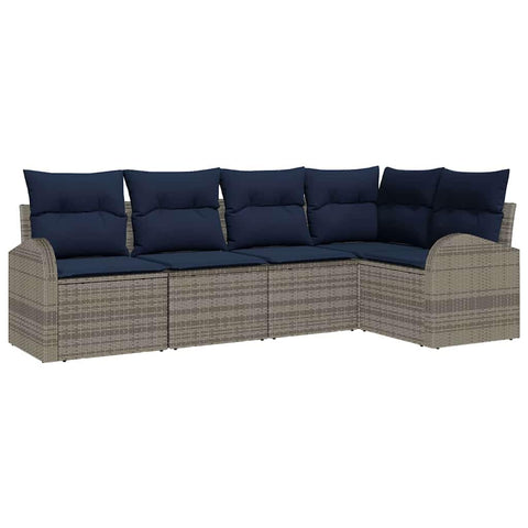 vidaXL Garden Sofa Set Grey Poly Rattan, Stylish Rattan Sofa Set for Garden & Patio, Lightweight, UV-Resistant, Modular Design for Outdoor Fun