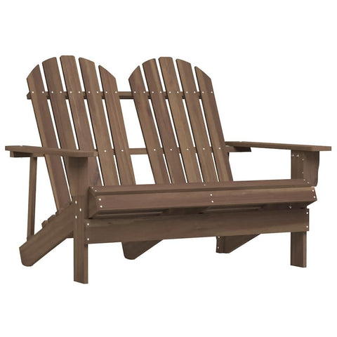 vidaXL 2-Seater Adirondack Garden Chair in Solid Fir Wood - Comfortable and Weather- Patio Furniture in Brown Color
