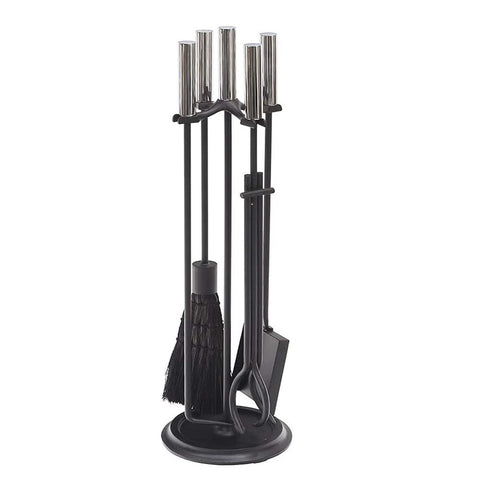 Oakestry Bedford Fireplace Tool Set, Chrome and Black