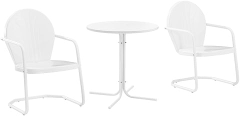 Griffith 3Pc Retro Outdoor Bistro Set White Gloss/White Satin - Bistro Table & 2 Chairs
