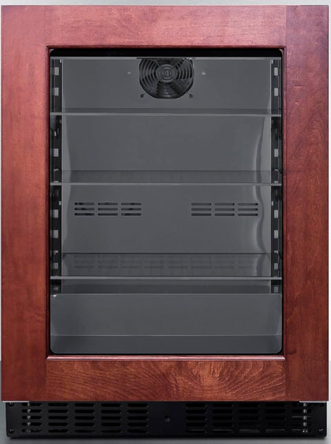 Summit Appliance ASDG2411PNR 24" Wide Shallow Depth, Built-In Beverage Center (Panel Not Included), ADA Compliant, Glass Door, Black Cabinet, Stainless Steel Interior, Lock, 32"H x 23.38"W x 17.75"D