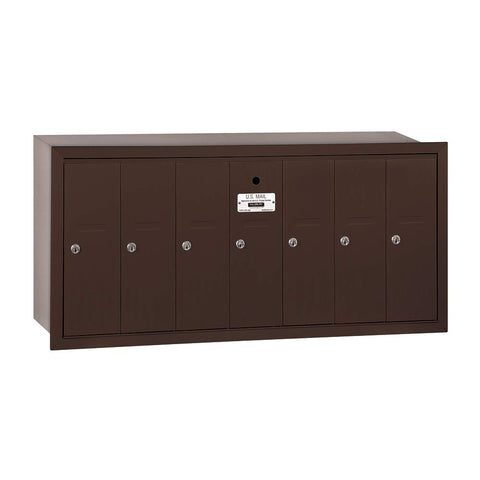 Vertical Mailbox - 7 Doors - Bronze - Recessed Mounted - USPS Access