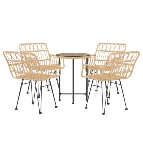 vidaXL 5-Piece Patio Dining Set in Poly Rattan Style - Weather-, Sturdy and Easy to Assemble - Perfect for Patio, Outdoor Dining Setup